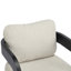 Ensemble de 2 chaises de salle à manger avec dossier coussiné, tissu beige, structure en bois massif noir