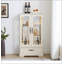 Grande armoire de rangement en métal avec 4 portes en verre et 5 tablettes, idéale pour exposer et organiser n'importe quelle pièce.