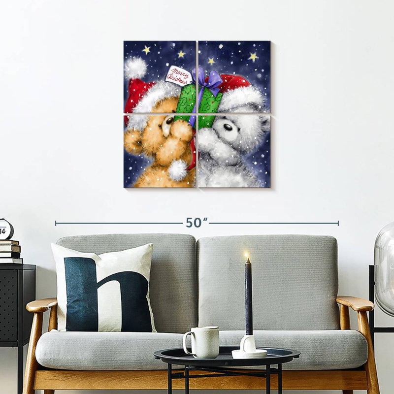 Lelend, deux ours et un cadeau, H 26 po x l 26 po