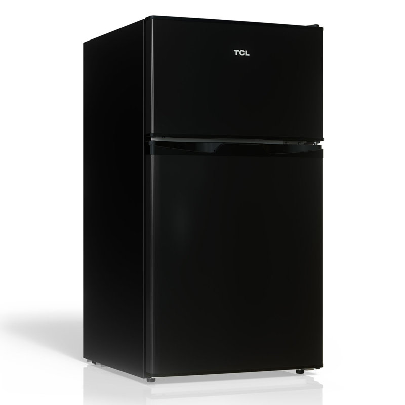 3,1 pieds cubes Pi. Réfrigérateur à double porte noir avec congélateur, Noir