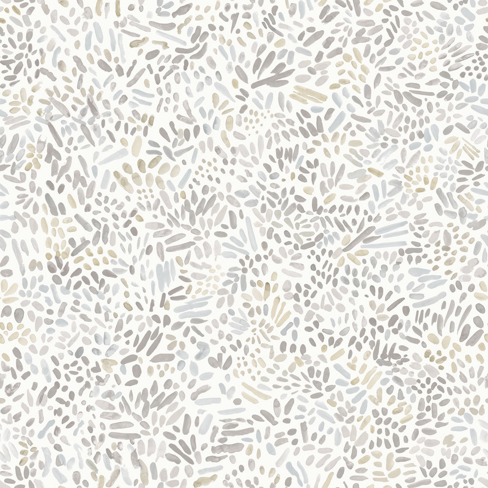 Brushstroke Garden Self-Adhesive Wallpaper Roll, Stone Gray