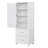 61" Tall Freestanding Bathroom Storage Cabinet With 2 Drawers And Adjustable Shelves, Linen Tower In White-1185221823