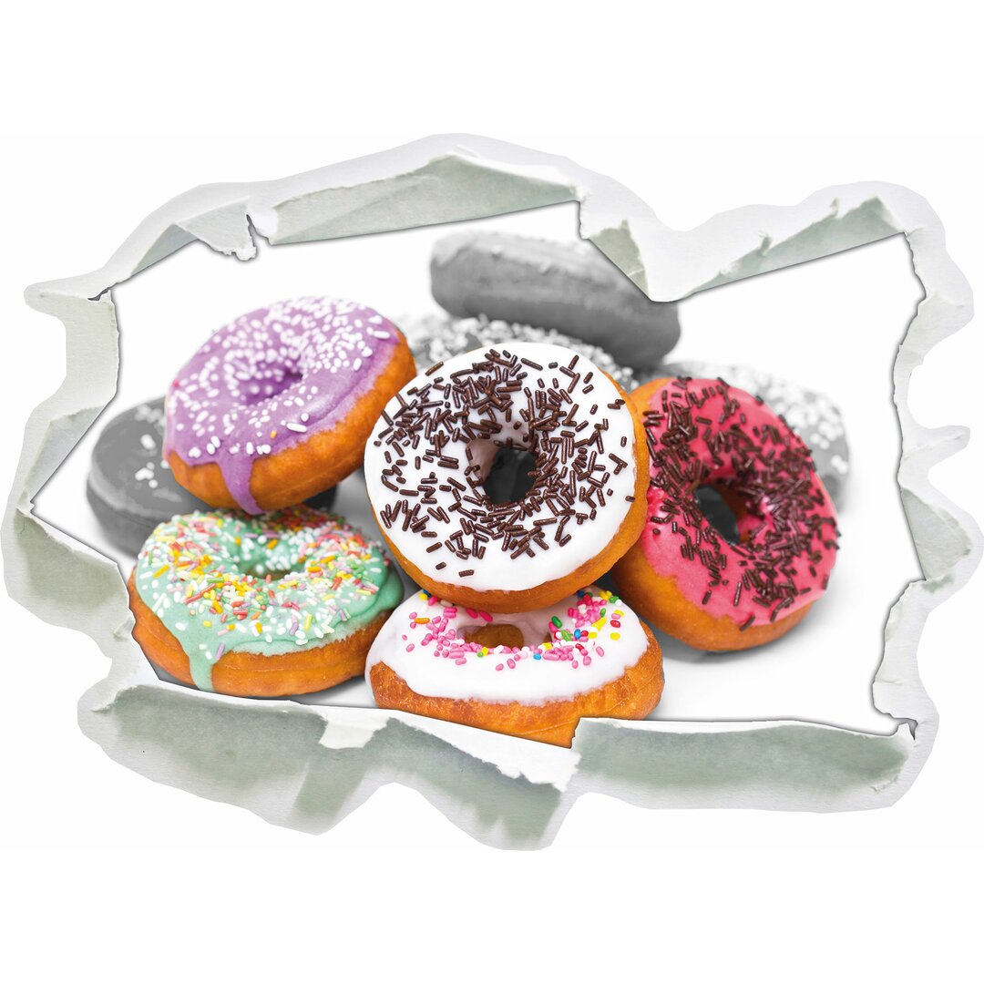 Wandtattoo Donut mit Glasur und Liebesperlen