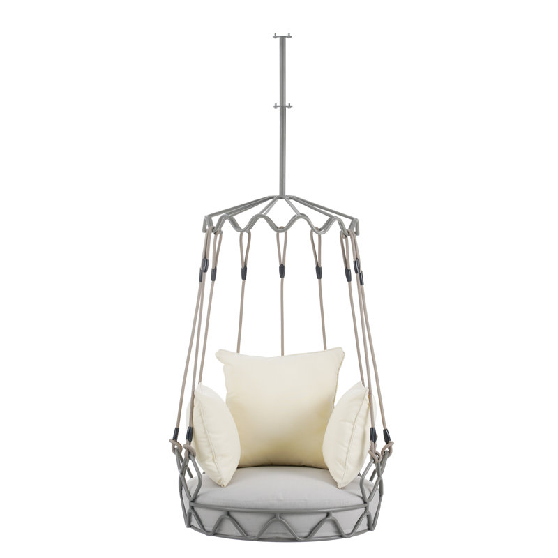 Balancelle de véranda moderne avec coussins épais et structure en métal robuste SerenSwing, Beige