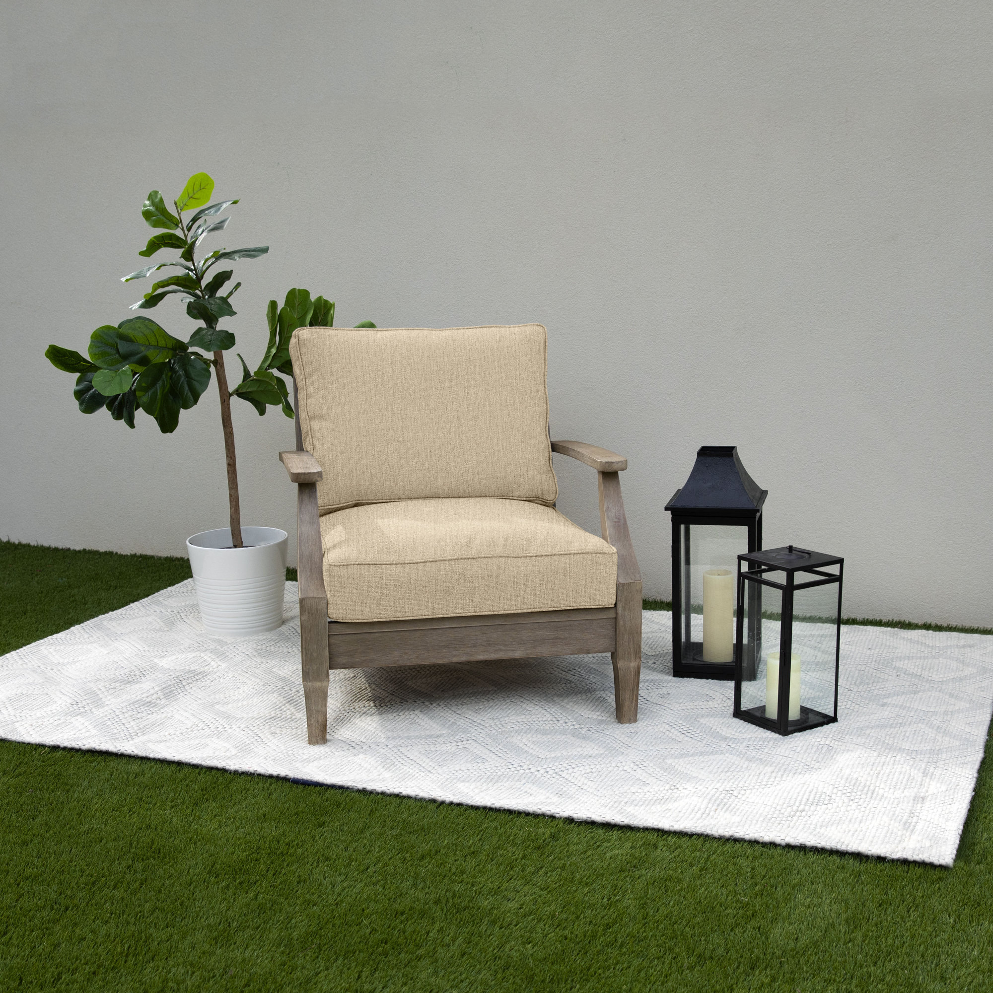 Davana Indoor/Outdoor Sunbrella Seat/Back Cushion, Dark Brown, 25" W x 25" D