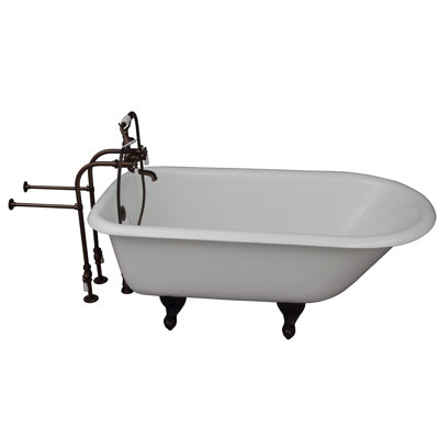Brocton 65.5'' x 30.5'' Freestanding Soaking Cast Iron Bathtub with Faucet