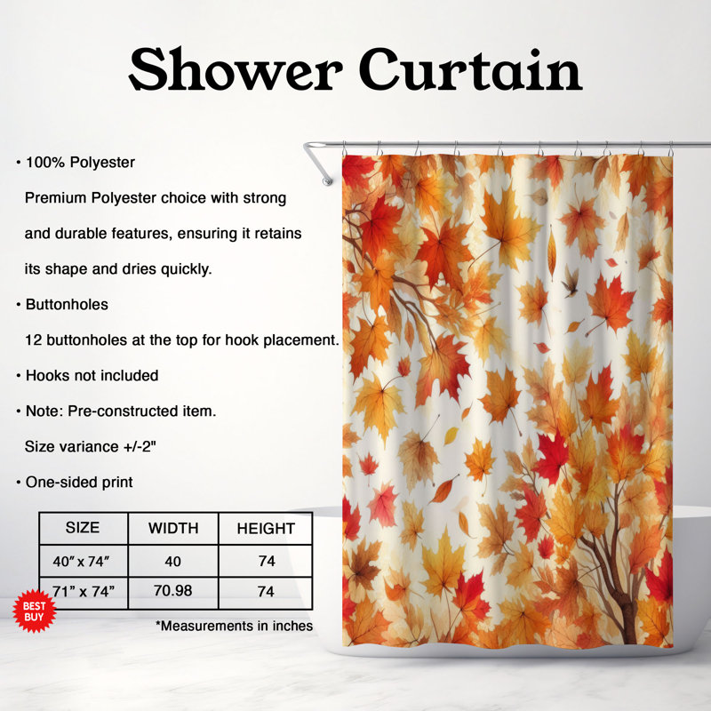Rideau de douche standard 1 pièce Elizabeth, H 74 po x l 40 po