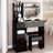 Left Drawer 37" Desktop Vanity Table And Cushioned Stool, Large Sliding Mirror With Touch - Controlled Tri Color Led Brightness Adjustment For Big Spaces Middle Size 37 Inch Drawer, Based High