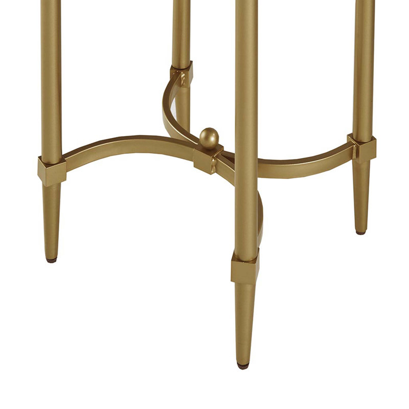 Bordeaux 23" White Marble and Gold Metal Round End Table