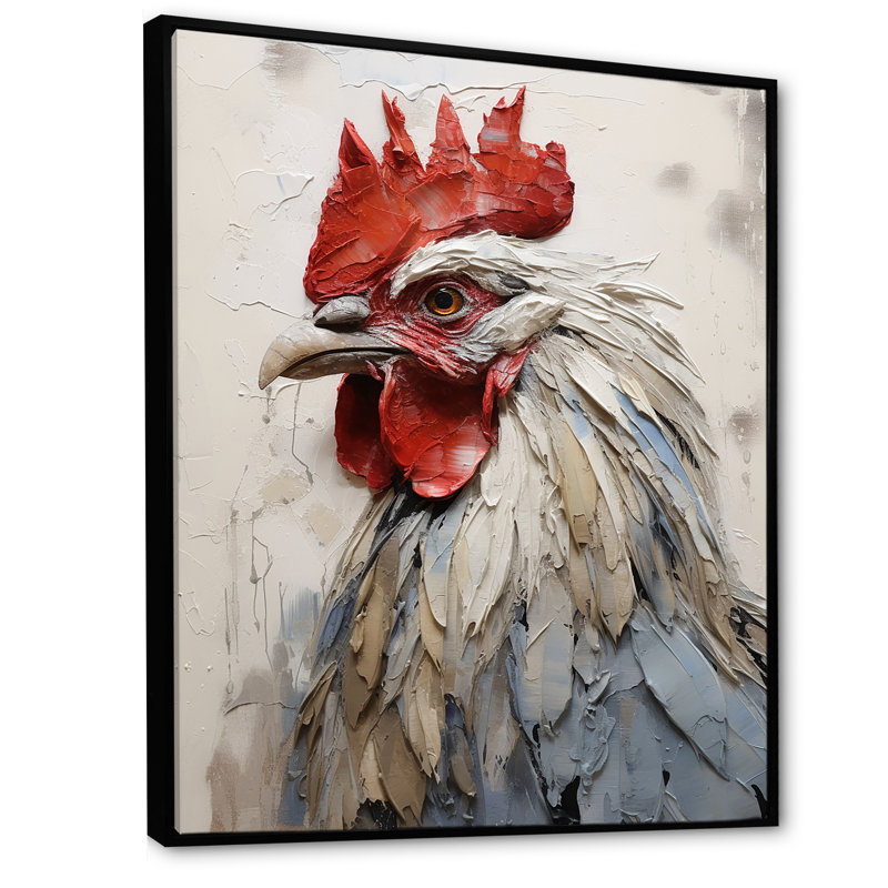 " Loyal Rooster Portrait ", 32" H x 16" W, Black Floater Framed