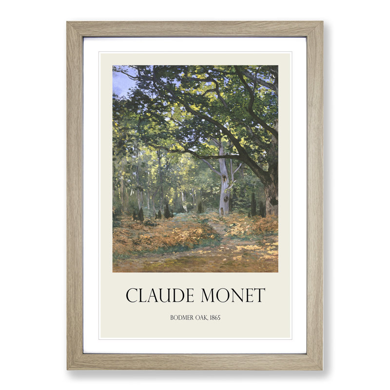 The Bodmer Oak Tree by Claude Monet - Picture Frame Painting, 48cm H x 36cm W x 2cm D, Oak Framed