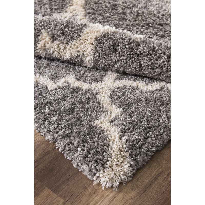 Tapis décoratif brun à poils longs Popham, Rectangle 5 pi 3 po x 7 pi 3 po