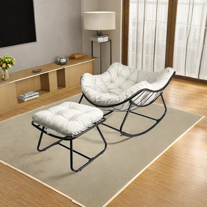 Chaise berçante Lazy Home, Noir, Blanc