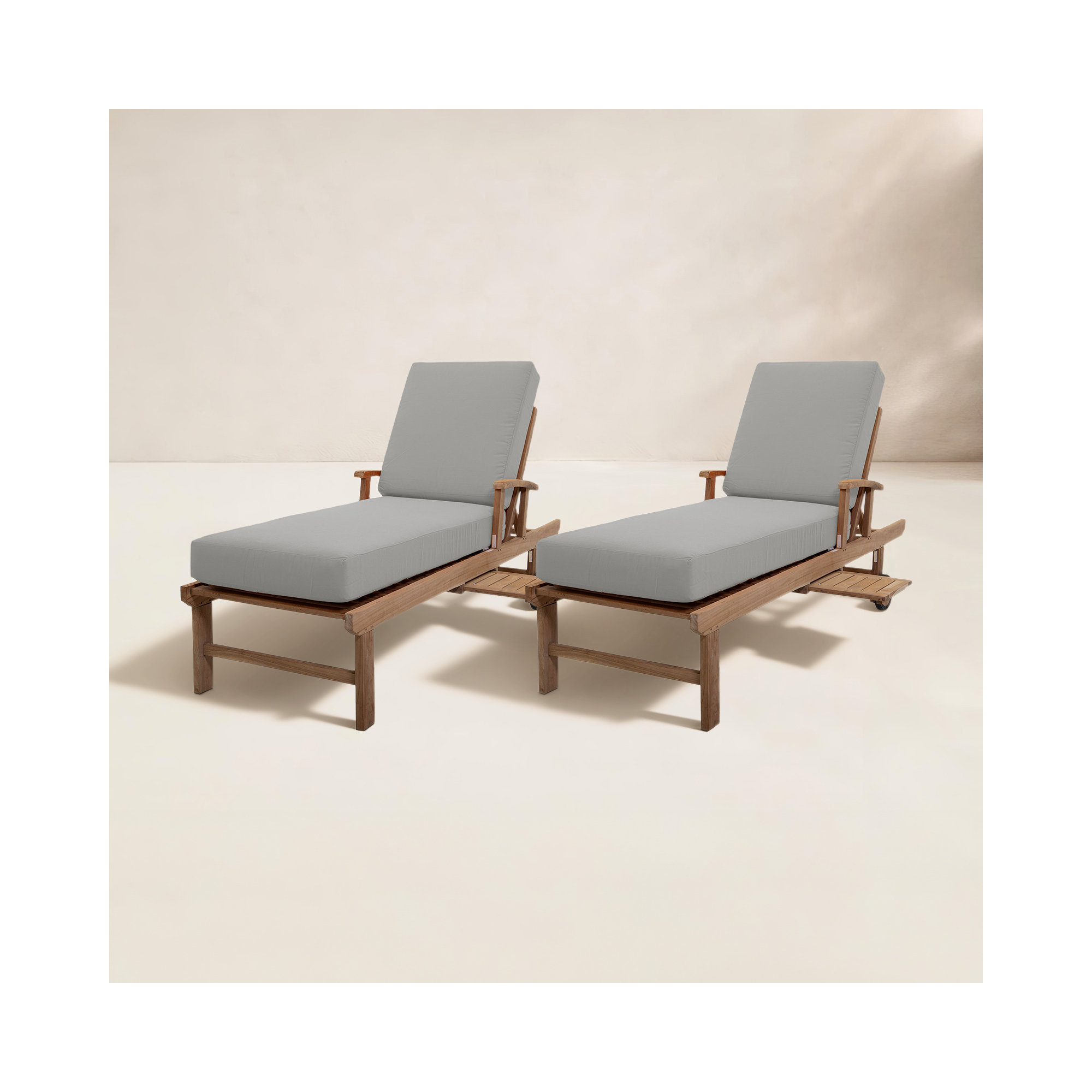 Huntington 26'' Outdoor Teak Chaise Lounge, Granite Sunbrella®