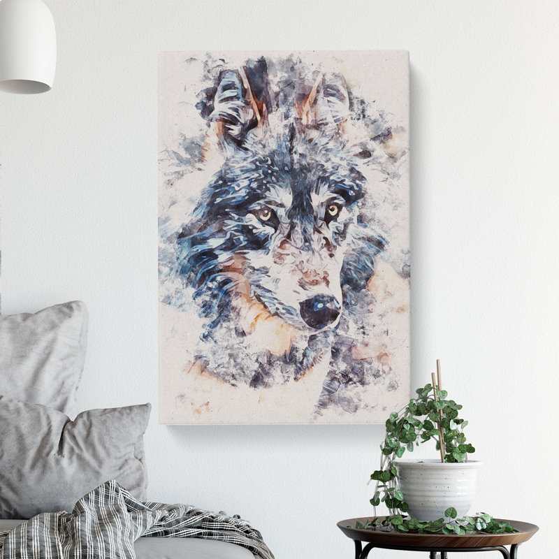 The Eyes Of A Wolf - Wrapped Canvas Painting, 50cm H x 35cm W x 3cm D