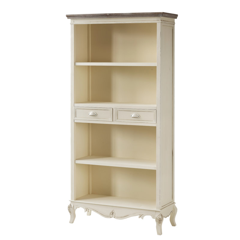 Circee 179cm H x 90cm W Solid Wood Standard Bookcase, Cream