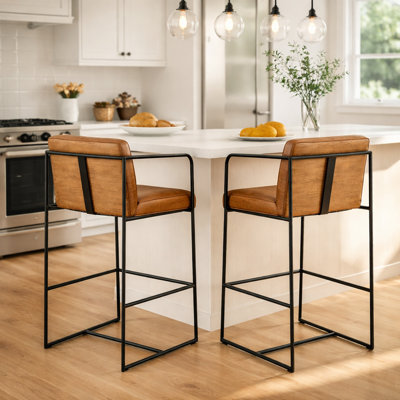 Tabouret de bar et de comptoir en cuir véritable Sidney