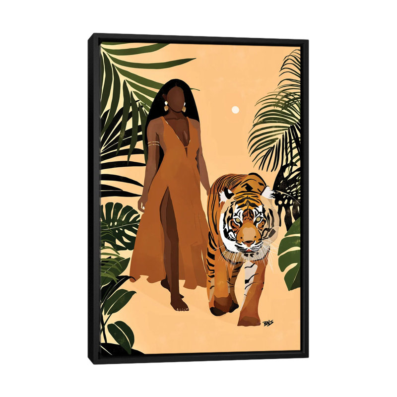 « Aliya » par Bria Nicole-impression d’art graphique, Pas de tapis, H 48 po x l 32 po x P 1,5 po, Toile avec cadre noir