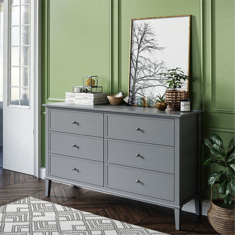 Commode 6 tiroirs Franklin, Gris