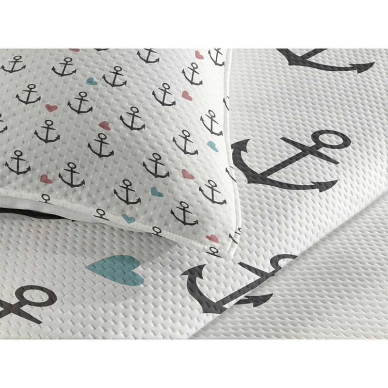 Anchor Coastal Polyester Coverlet, Twin Bedspread + 1 Sham