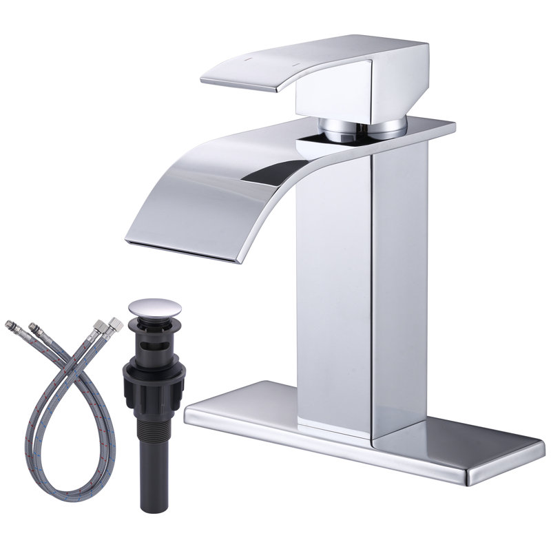 Centerset Single-handle Bathroom Faucet with Drain Assembly, Polished Chrome