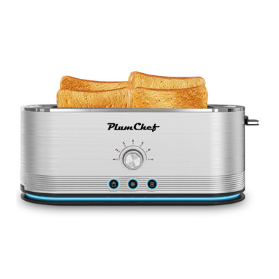 4-Slice Toaster, 7 Baking Settings, With Warming Rack, Removable Crumb Tray, Fingerprint-Resistant And Scratch-Resistant Stainless Steel, White