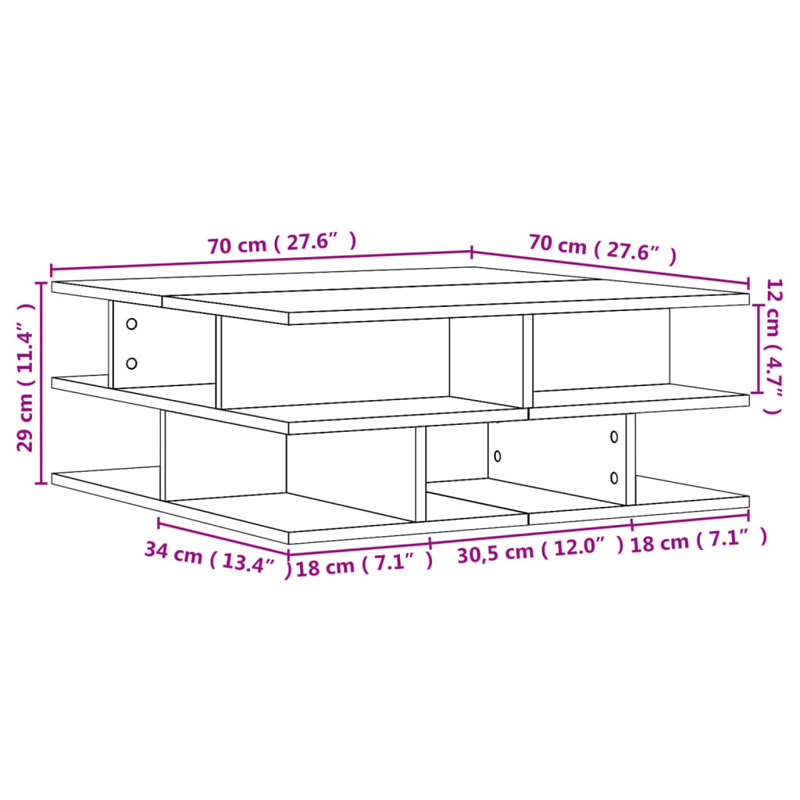 Pierina Frame Coffee Table, Brown Oak