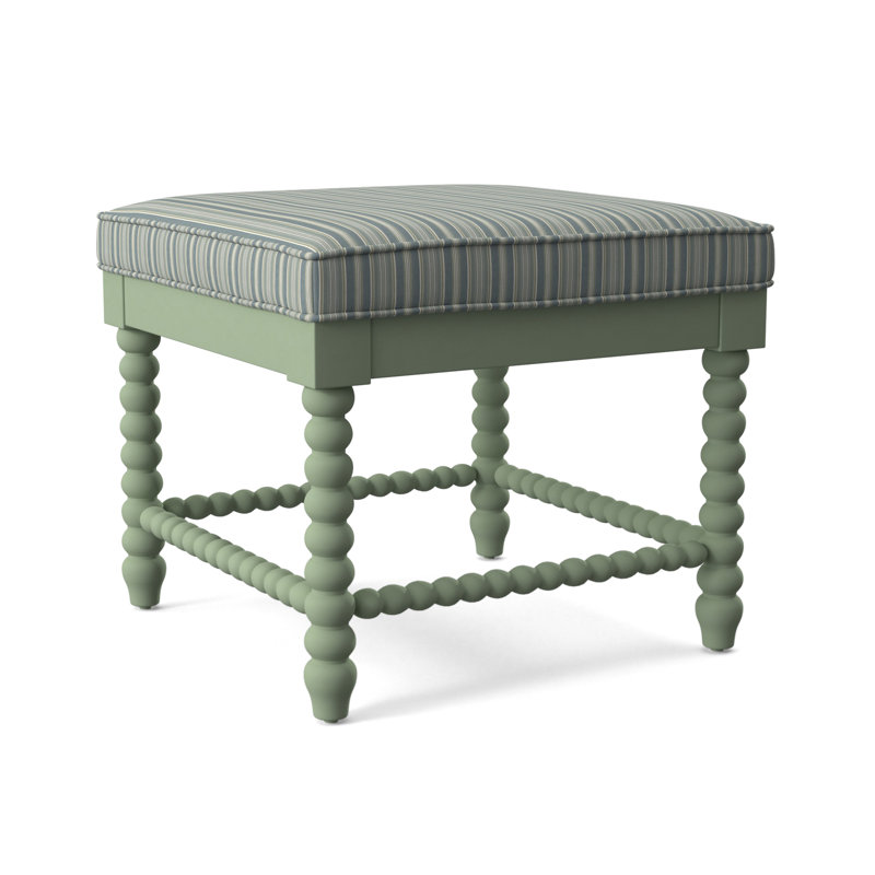 Louisa Bench, Green and Blue Stripe, Celery Finish