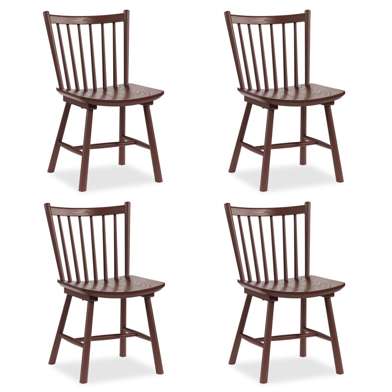 Solid Wood Windsor Dining Chairs Set of 4, Walnut
