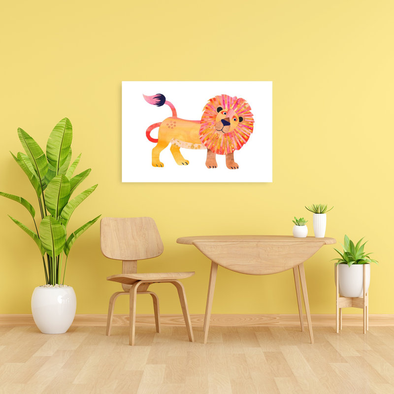 Joyeux lion, art mural contemporain, 24" H x 36" W
