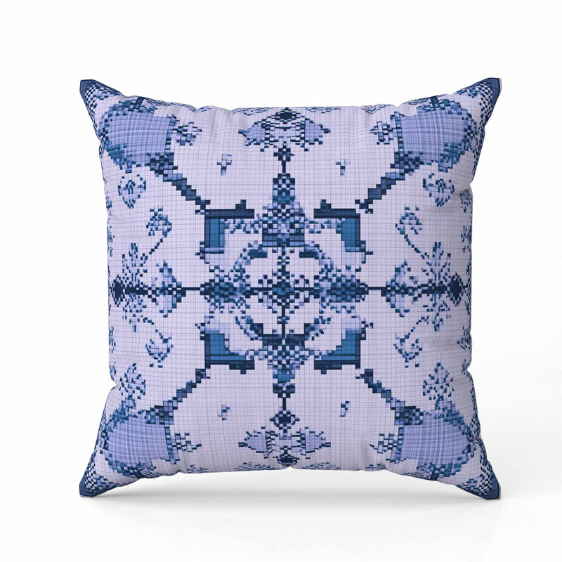 Oreiller en faux suède Grossomed Blossom, Bleu, Carré 18 po