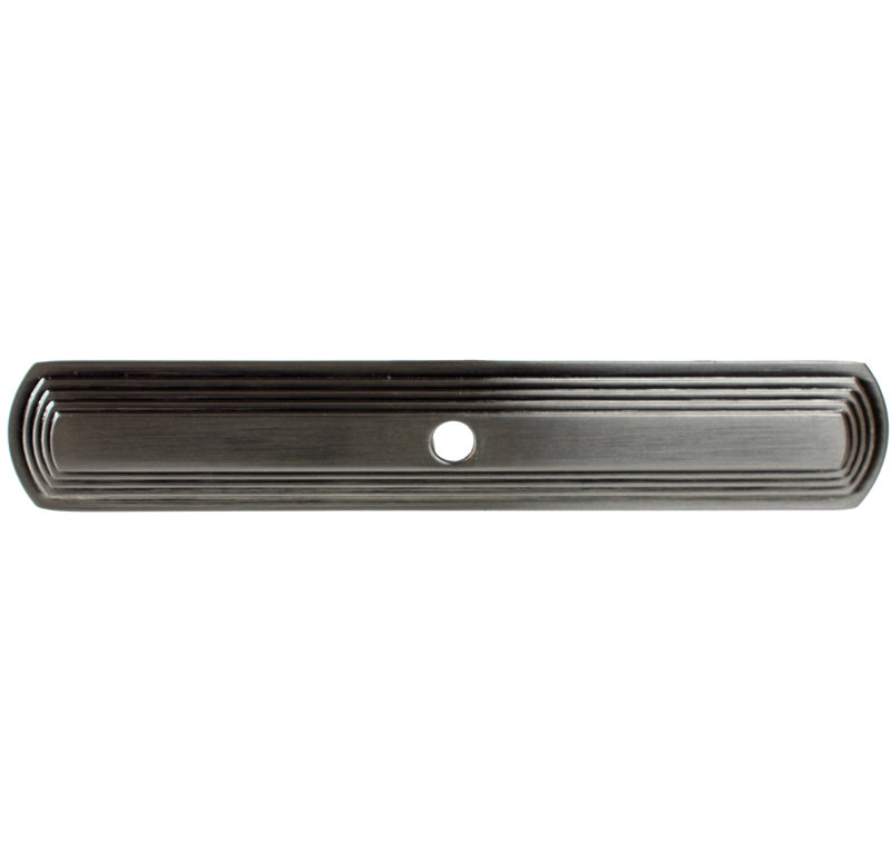 Narrow Rounded Rectangle Cabinet Knob Backplate, Satin Nickel