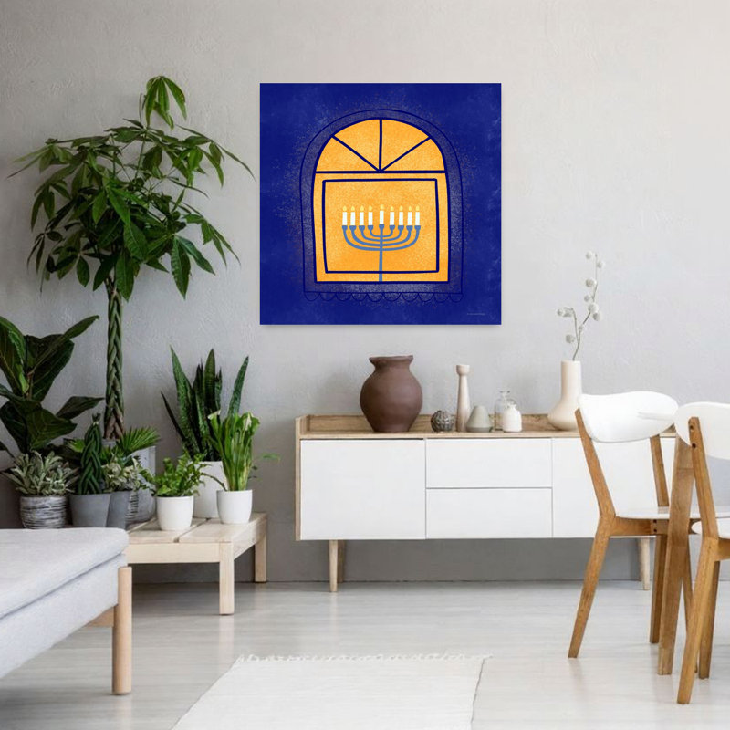 Fenêtre, menorah, art contemporain abstrait, H 36 po x l 36 po