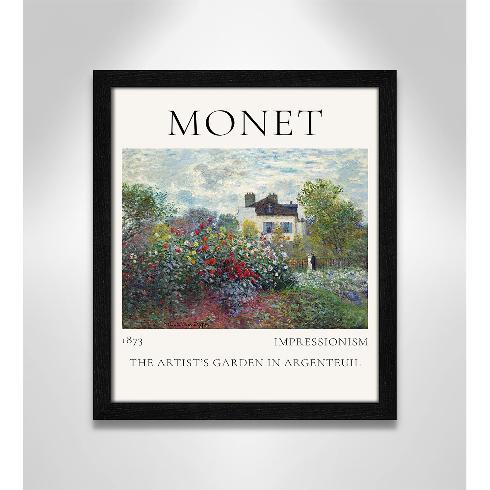 Rocchetto "Artists Garden in Argenteuil" Print, Black Single Picture Frame, No, 15" H x 13" W x 0.75" D