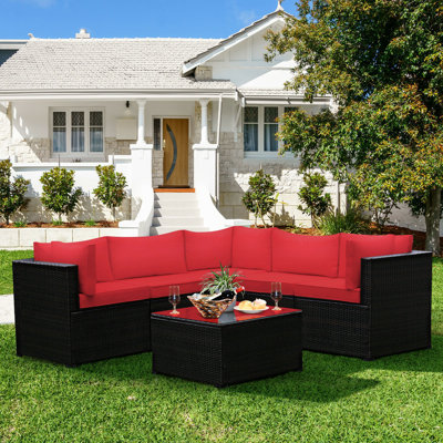 6 Pieces Patio Furniture Sofa Set With Cushions For Outdoor by Latitude Run