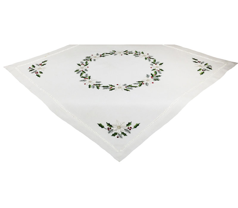 Samuelson Embroidered Hemstitch Table Topper, 34" L x 34" W