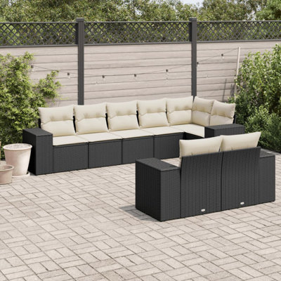 Ensemble de canapé de jardin Vidaxl PE rotin noir grand matériaux résistants aux rayons UV