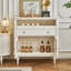 Buffet 38,58 po en bois de noyer massif de style crème avec portes doubles en verre cannelé arqué