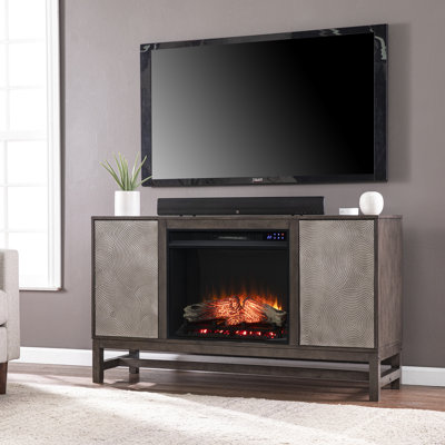 Lucely 149'' W Brown/Antique Silver Electric Fireplace