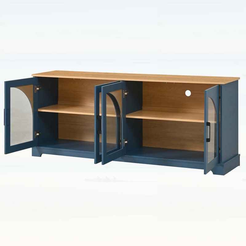 Console en bois avec gestion des câbles pour le salon, Bleu