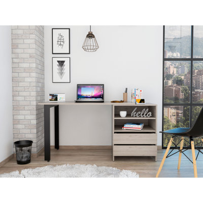 Bureau Malaui 120, deux pieds, deux tiroirs, deux tablettes