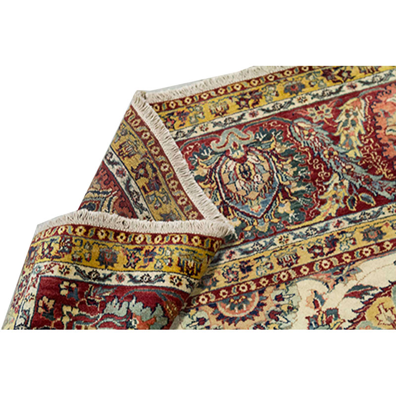 Wool Floral Area Rug in Cream