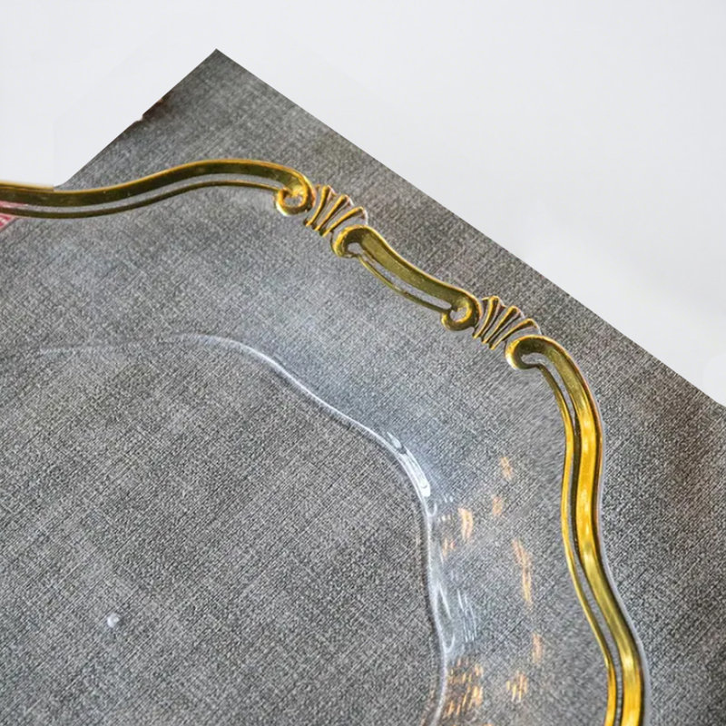 Clear Charger Plates with Gold Rim, Plastic