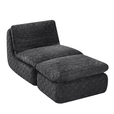 Full Compression Bean Bag Chairs Lazy Sofa chair with swivel add Ottoman