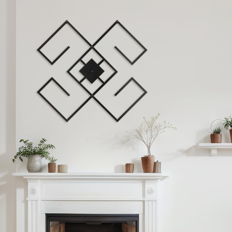 Décoration murale en métal, H 18 po x l 18 po x P 0,05 po, Noir