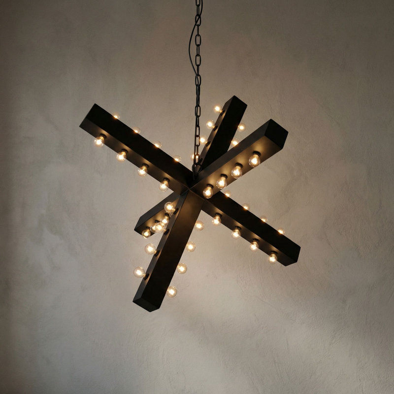 Lustre géométrique unique et remarquable Cruzar, Noir mat, H 34,5 po x l 52,5 po x P 52,5 po