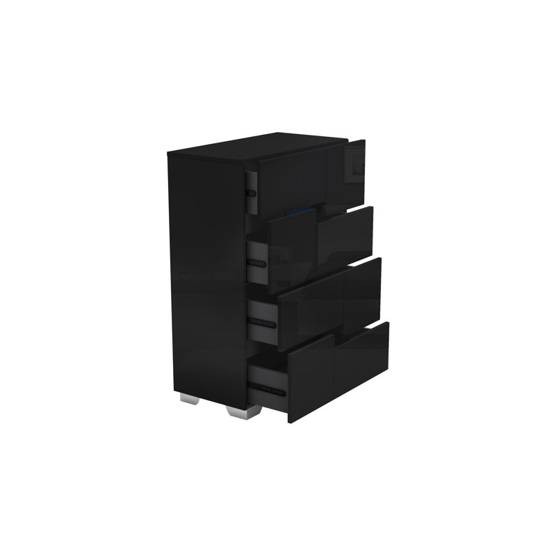 Solid Wood 31'' W 4 - Drawer Dresser, Black