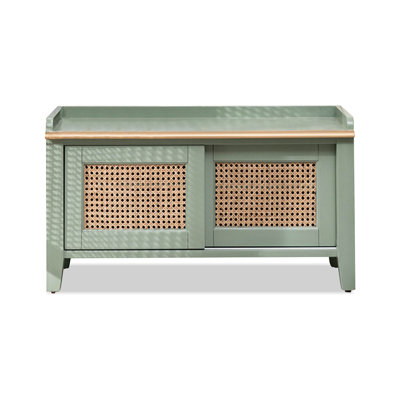Green Solid Wood Bench