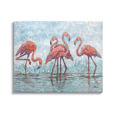 " Flamingos In Lagoon Impressionist Style " by Paul Brent Painting Print