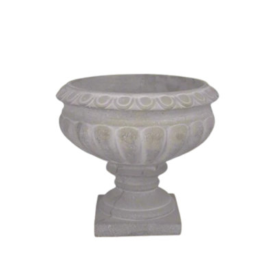 Cement Low Classic Urn Vase Lg Antique Gray Wash Finish